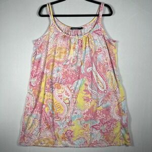 Lauren Ralph Lauren Paisley Sleeveless Nightgown Dress Wms XL Pink Yellow Blue